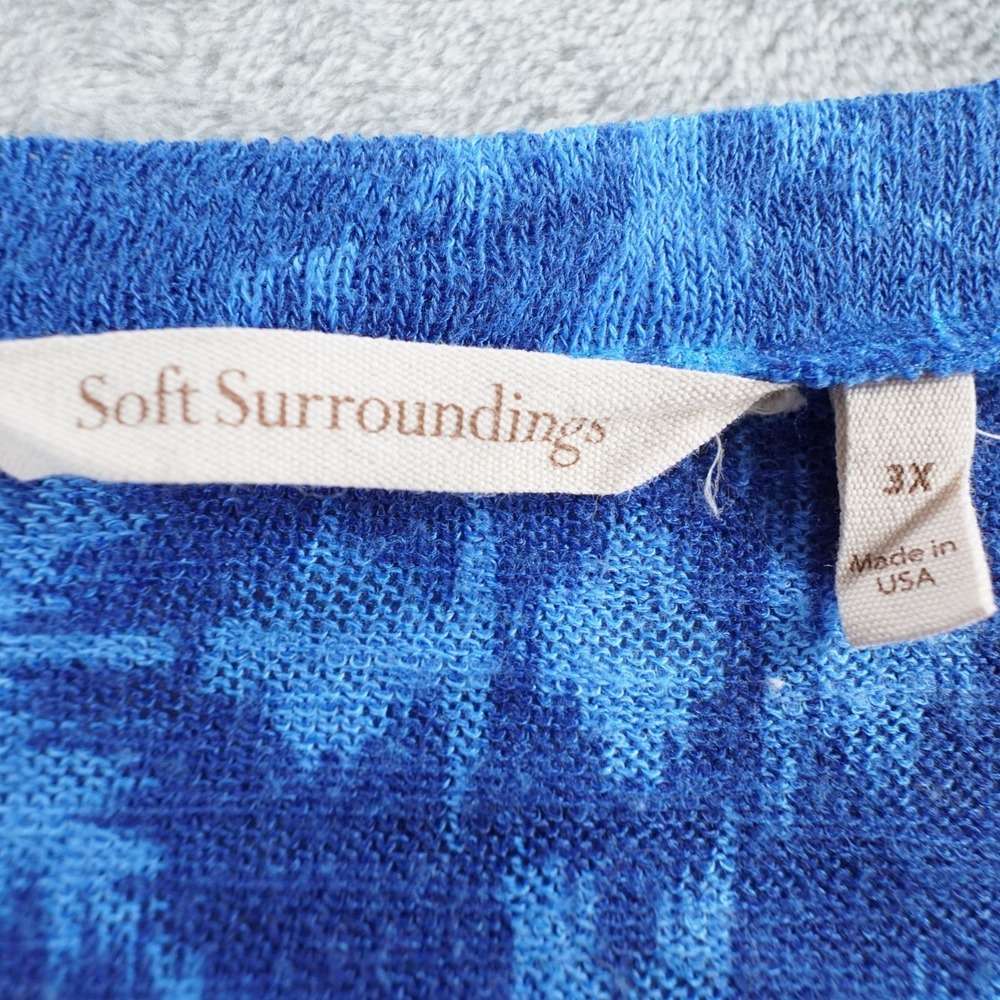 Soft Surroundings Tunic Top Womens 3X Blue Geometric Long Sleeve Stretch Casual - Picture 5 of 12
